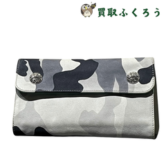 【超希少】クロムハーツ Chrome Hearts ウェーブ ウォレット クロスボタン  カモフラ　ロジウム加工　長財布　財布　タガー