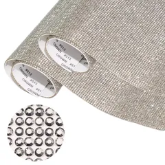 ラインストーンシール 自己粘着 デコシール クリスタル 2枚セット 大判 DIY キラキラ装飾 NYANDELMO (グレーシルバー6号, 12×20CM) [グレーシルバー6号] [12×20CM]