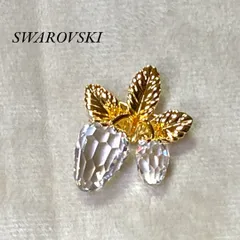 【美品】 スワロフスキー ブローチ ストロベリー 苺 ゴールド アクセサリー