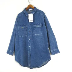 カンゴール KANGOL シャツ ジャージ デニム ロング ウエスタンシャツ ロゴ 刺繍 オーバーサイズ 長袖 M インディゴブルー タグ付 美品のサムネイル