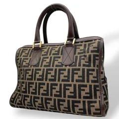 【美品】FENDI フェンディ ズッカ バッグ ハンドバッグ ミニボストン キャンバス レザー 本革 ブラウン ゴールド金具 レディース ヴィンテージ Y2K K12