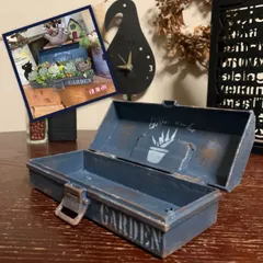 工具箱寄せロング 🧰 リメイク鉢(GARDEN)  ミッドナイトブルー  ハンドメイド ＊ リメイク缶  リメ缶  リメイク鉢  リメ鉢  多肉  寄せ植え