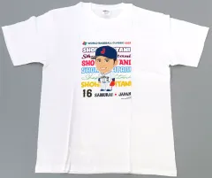 【中古】Tシャツ 大谷翔平#16 侍ジャパン イラストTシャツ ホワイト Lサイズ 「2023 WORLD BASEBALL CLASSIC」