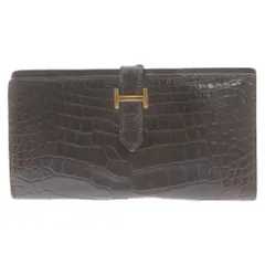 HERMES (エルメス) ベアン クラシック クロコ ゴールド金具 □F刻印 長財布 ブラウンのサムネイル