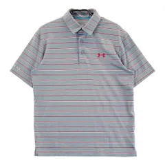 サイズ：SM UNDER ARMOUR アンダーアーマー  半袖ポロシャツ ボーダー柄 グレー系 [240101494051] ゴルフウェア メンズ ストスト