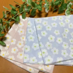 カットクロス　花柄(くすみピンク＆ブルー)4枚セット