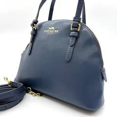 【良品】 COACH コーチ ハンドバッグ ショルダーバッグ ネイビー 紺色 レザー ゴールド金具 ユニセックス 男女兼用 メンズ レディース