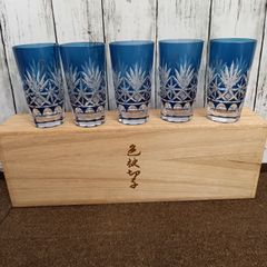 【未使用品】✡カメイガラス×クリスタル•ダルク ✡色被せ切子5脚中1脚無料 クリスタルダルク × カメイガラス 色被せ切子 タンブラー 5客セット