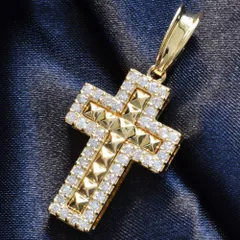 ペンダントトップ メンズ K18 18K 18金 イエローゴールド ダイヤモンド クロス 十字架 スタッズ 鋲 ペンダントヘッド 鑑別書付き 大きめ シンプル プレゼント ギフト【アクセサリーマート/メルカリShops店】