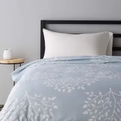 【迅速発送】ベーシック 掛け布団カバー 柄入り パステルブルー 花柄 シングル L 210 X W 150 cm