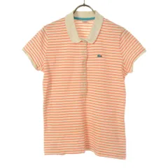 ラコステライブ ボーダー 半袖 ポロシャツ L ホワイト LACOSTE L!VE 鹿の子地 レディース