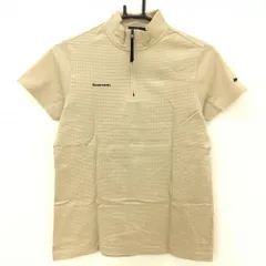 【超美品】パーリーゲイツ 半袖ハイネックシャツ ベージュ ハーフジップ 凹凸生地 レディース 2(L) ゴルフウェア PEARLY GATES