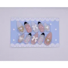 ゆめかわ 量産型 地雷 韓国 ホワイトリボン ネイル♡