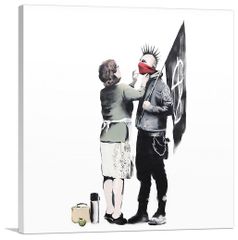 バンクシー アートパネル Mサイズ BANKSY Banksy「アナーキストと母親/Anarchist and Mother」キャンバスジークレ 発送目安15～20営業日