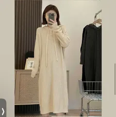 在庫処分 ニットワンピース ニットワンピ レディース ロング ミディ丈  Lサイズ 冬 長袖 シンプル ゆったり 重ね着 カジュアル リブニット 細見え 保温性 伸縮性 オフィス きれいめ 暖かい 無地 おしゃれ 大人 かわいい