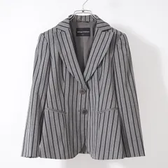△美品 エンポリオアルマーニ EMPORIO ARMANI ストライプ ジャケット レディース ヴァージンウール 42 グレー ブラック ストライプ柄 レディース 正規品 4-ZF064