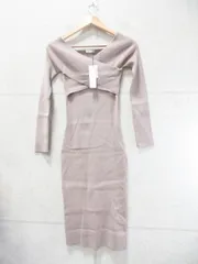 【タグ付き】【未使用品】RESEXXY リゼクシー フロントクロス長袖ニットワンピース 無地 ベージュ系 Mサイズ 152140329101-07