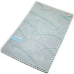 夏用 仕立て上り 八寸 名古屋帯（紬紗：グリーンに露芝柄）日本製