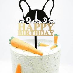 【閉店セール全品半額】ケーキデコレーション　ケーキトッパー　ハッピーバースデー　誕生日　ボストンテリア