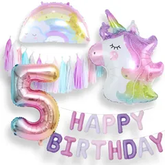 誕生日 ユニコーン 風船 パーティー バルーン ガーランド パーティーバルーン 飾り付け 数字風船 記念日 HAPPY BIRTHDAY アルミフィルムバルーン バースデーパーティー デコレーション