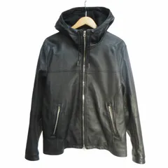 メンズビギ MEN'S BIGI 極美品 サンプル品 ラムレザー フーデッドブルゾン ライダースジャケット パーカ－ 黒 ブラック サイズ3 約Lのサムネイル