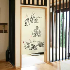 【MINIBOX のれん制作工房 正規販売店舗】【匿名配送 ネコポス 全国送料無料】のれん「鳥獣戯画 場面集 場面集 02」85x150cm【日本製】家紋 ジブリ トトロ 千と千尋 和風 目隠し