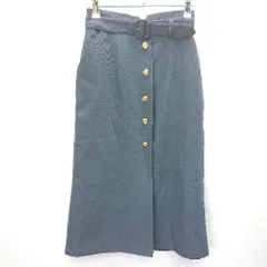 ◇ ◎ an another angelus 金ボタン 高級感 シンプル ロング丈 タイト スカート サイズF ネイビ－系 レディース E  【1404240000582】