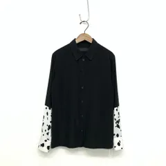 最先端 レースブラウス AKIRANAKA フリンジ 38 黒 異素材