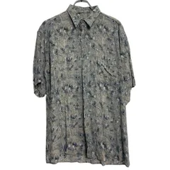 半袖 柄シャツ 3 M～ ホワイト ブルー ボタン 総柄 胸ポケット カジュアルシャツ 薄手 古着卸 アメリカ仕入 a703-6172