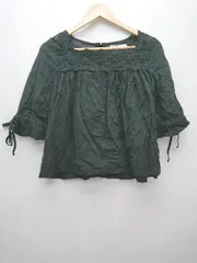 ◇ Crisp クリスプ シンプル 薄手 刺繍 五分袖 ブラウス カットソー サイズF ブラック レディース P 【1308160084366】のサムネイル