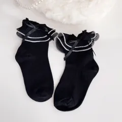 ☆ ブラック ☆ S(10-13cm) ☆ 女の子 フォーマル 靴下 ラインリボン gsocks4113  女の子 フォーマル 靴下 ラインリボン ソックス フォーマルソックス ライン リボン くつした くつ下 クルーソックス クルー キッズ