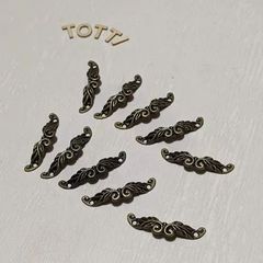 取手　DIY　アンティーク　黄銅　羽根/翼　ビスピッチ36mm　10個セット　ミニチュア　42-05