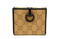 グッチ 二つ折り 財布 ホースビット コンパクト ミニ ウォレット GGキャンバス 茶 ブラウン GUCCI 4151k