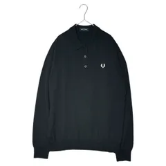 FRED PERRY(フレッドペリー) L/S Polo Knit ロゴ 長袖 ポロ ニット シャツ K4535 L ブラック