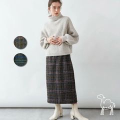 【ゑとらんぜ】クラシックな雰囲気のブークレ見えするチェック柄タイトスカート