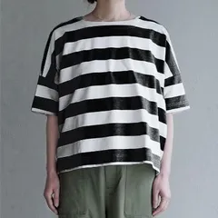 【新品】apartment department ワイドボーダー ボートネックTシャツ ミディ丈のサムネイル