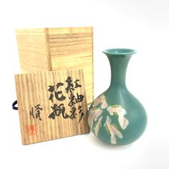 青岩窯 金二周 高麗青磁雲鶴徳利花入 共箱 韓国 花器 一輪挿し 花瓶