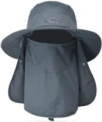 【★人気商品★】[Andeor] サファリハット メンズ 【360度 日よけカバー・UPF50+測定済み】 撥水・防汚機能 大きいサイズ メッシュ素材 通気性 3way サイズ調整可 防水 防風 日除け 紫外線対策 折りたたみ あご紐付き 男女兼用