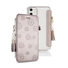 【新着商品】iphone16 携帯ケース 手帳型 マグネットなし 透明背面 6.1インチ 2024モデル iphone16 財布型ケース ワイヤレス対応 タッセル付き 押し型の花柄 iphone16 手帳型スマホカバー 鏡付き iphone16 ケースカバー