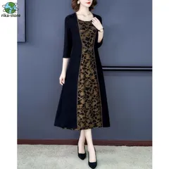 ワンピースドレス 50代 60代 40代 パーティードレス 結婚式 お呼ばれドレス 50代 大きいサイズ 3L 4L 5L 袖あり 七分袖 重ね着風