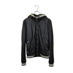 DOLCE&GABBANA ドルチェ&ガッバーナ ラムレザー ジップアップ パーカー ブルゾン ジャケット G9FS0L GE212 50 ブラック