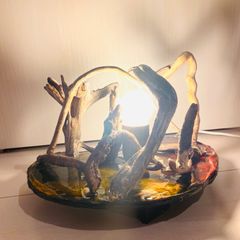 恋人たちの森　L07 LED照明　流木アート　インテリア　隠れハート　流木らいと