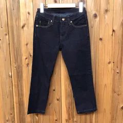 未使用 MIN @ RNA＊ミンアットアールエヌエー size 2 デニムパンツ クロップドパンツ 七分丈パンツ ボトムス 牛革パッチ 濃紺 ストレッチありのサムネイル