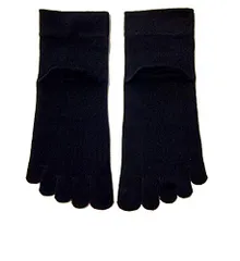 日本製 5本指ソックス レディース 爽やか表綿100％ 口ゴムなし 22-25cm 3足組（黒色）