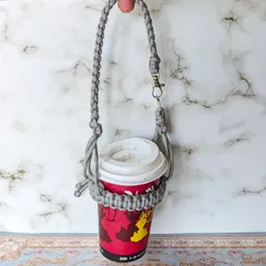 パラコード ボトルホルダー ドリンクホルダー ドリンクカップ コーヒーカップ ホルダー バンドメイド 推しカラー ギフト カップ シルバーグレー