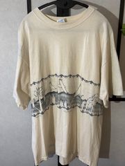 90s USA製 ポストパレード ヴィンテージ Tシャツ 白 L アート 競馬 