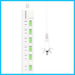【新着商品】電源タップ 雷ガード 個別スイッチ ほこりシャッター付 家庭用AC電源6個口 2m ほこりシャッター付 過電流 過熱保護 すき間 180度スイングプラグ トラッキング防止 節電 省エネ 延長コード おしゃれ 電源 壁 卓上 薄型
