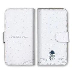 iPhone 16 Pro ケース 手帳型 アイフォン16プロ スマホケース 携帯ケース 韓国 宇宙飛行士 宇宙 かわいい うさぎ 猫 動物 月 ネイビー 白 ネイビー ホワイト  スマホカバー カラー06