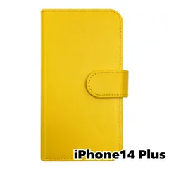 【新品未使用】 iPhone14 Plus 手帳型スマホ ケース PUレザー スムースレザー (カバー色イエロー) 無地 黄色 シンプル おしゃれ かわいい カード収納 携帯カバー flip2-muji-ip14plus-ye