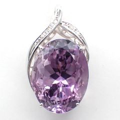 K18WG ホワイトゴールド　アメジスト 28.07ct ダイヤモンド 0.06ct　大粒　ペンダント　トップ　ダイヤ　中古　美品　2月誕生石　パープル　質屋